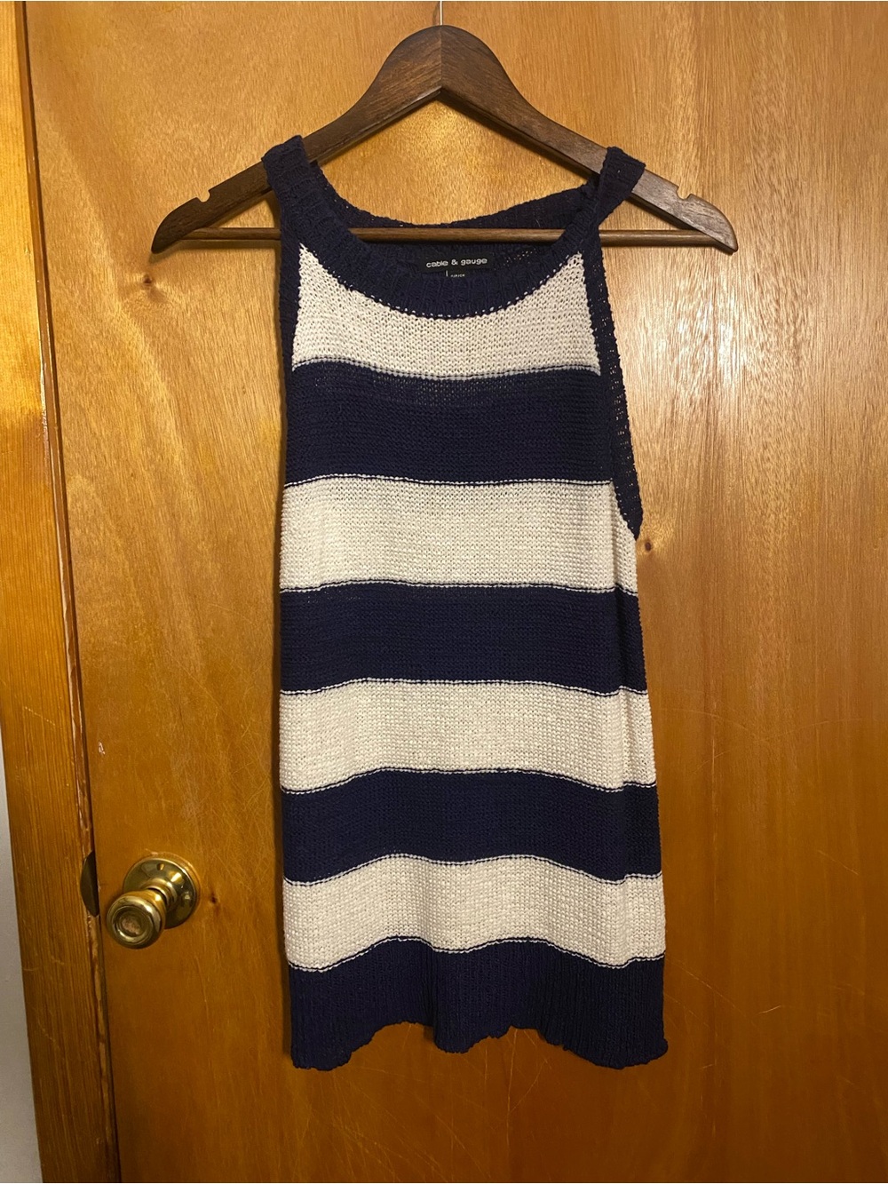 Cable & Gauge Navy & White Striped Knit Tank